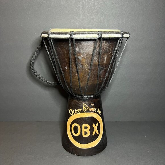OBX Outer Banks North Carolina Souvenir Hand Carved Wooden Bongo Drum 9.75" - Picture 5 of 8